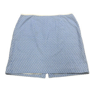 Talbots Womens 22W Navy Blue Geometric Stretch Cotton Pencil Skirt Cottage